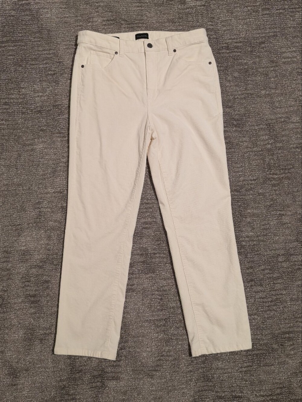 Talbots Women's Light Cream Corduroy Straight Leg Pants - 8